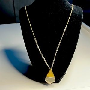 Ann Taylor LOFT two tone geometric diamond drop  pendant necklace
